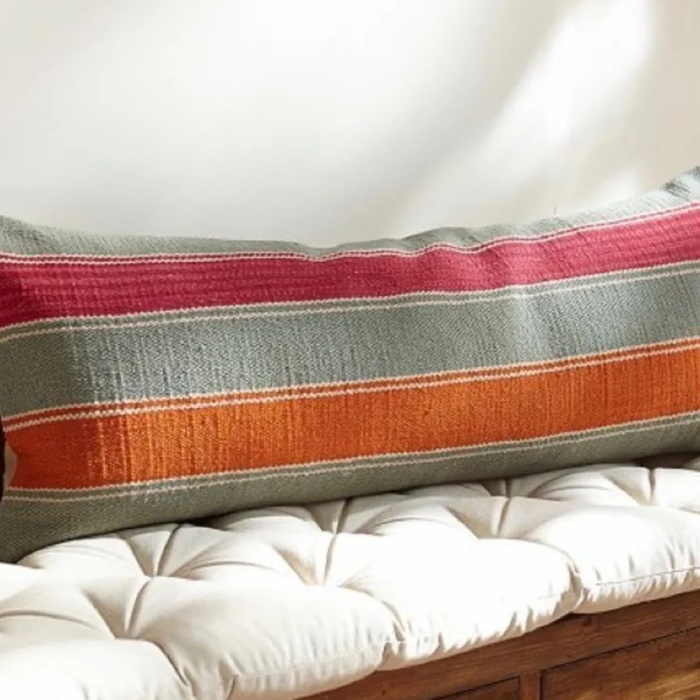 New Pottery Barn Bold Stripe Kilim Lumbar Pillow Cover, 14 X 36”